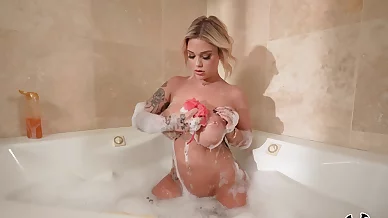 Busty blonde cincture rammed off out of one's mind their way beau after superb bathroom teasers